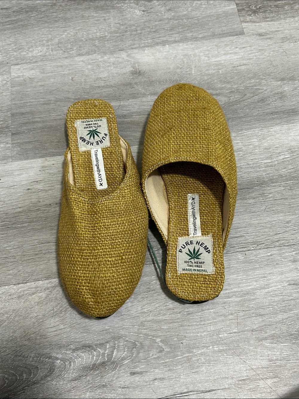 Pure Hemp Women's Slip-On Mules in Mustard
